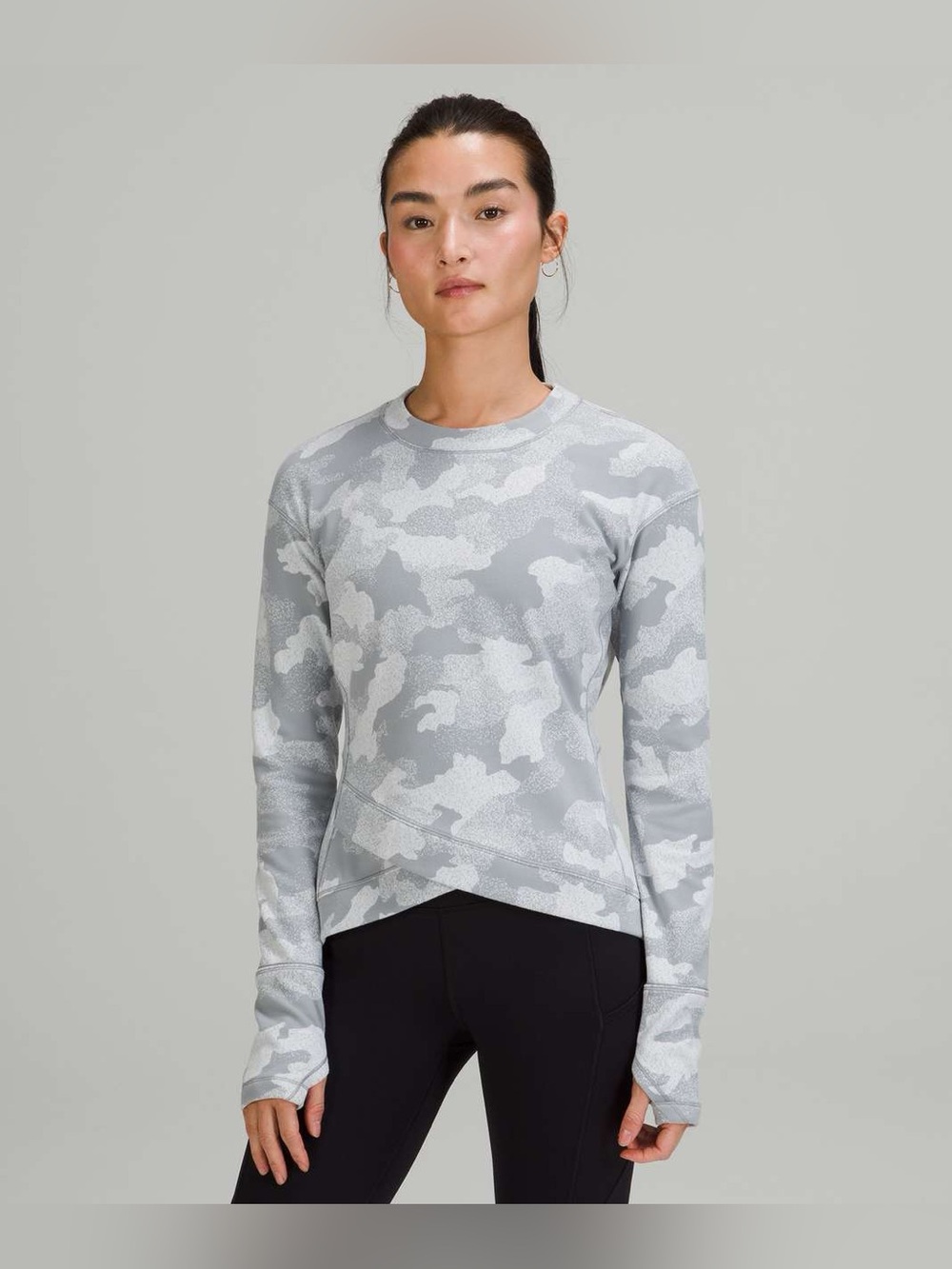 Lululemon 🍋 Close to Crossing Long Sleeve Light Gray Camo Women's Top size 6